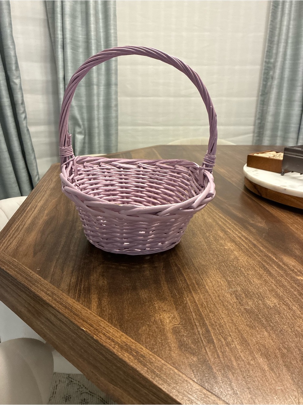Lavender Woven Basket with Handle - Unbranded